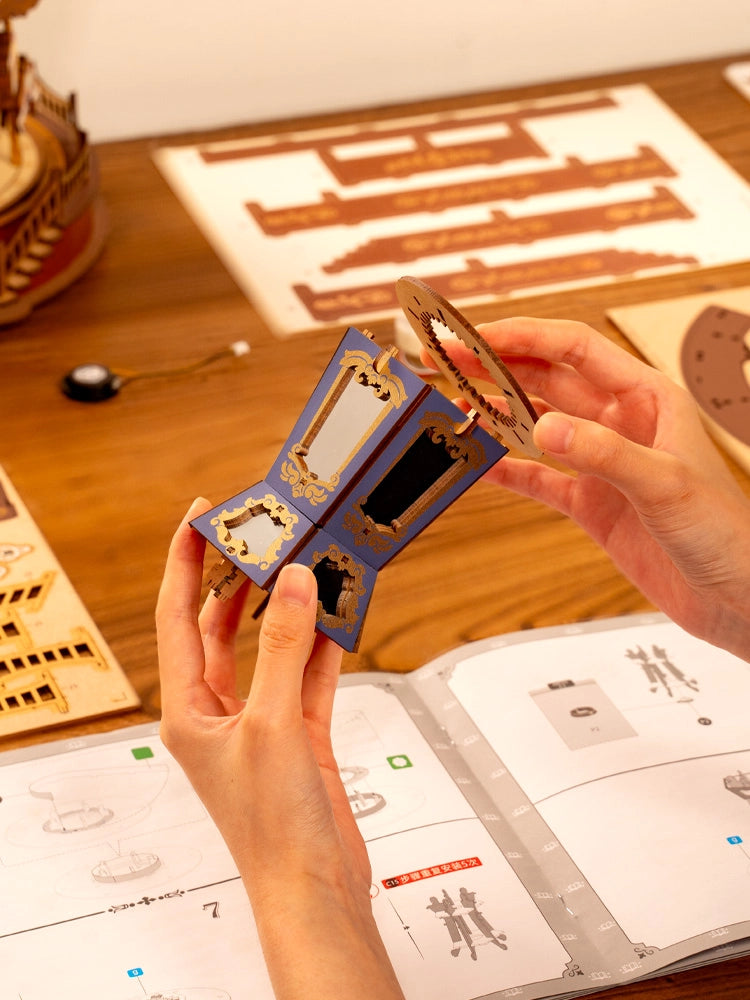 AMC01 Classic Carousel Diy Music Box 3D Wooden Puzzle