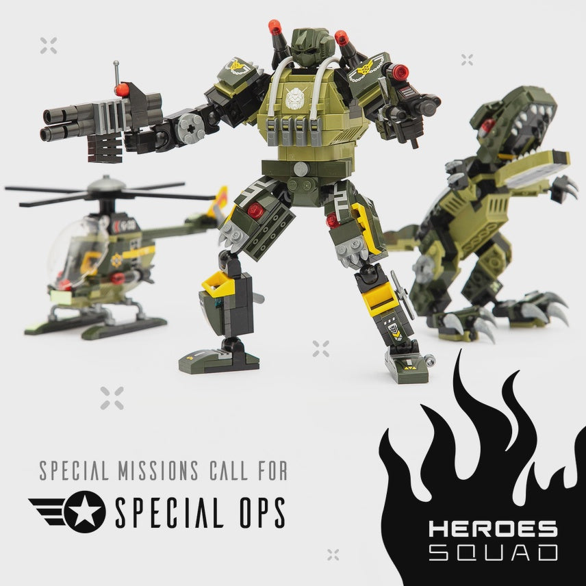 Glow in the Dark Army Robot 3-in-1 Set (398 Pc) Alphazor