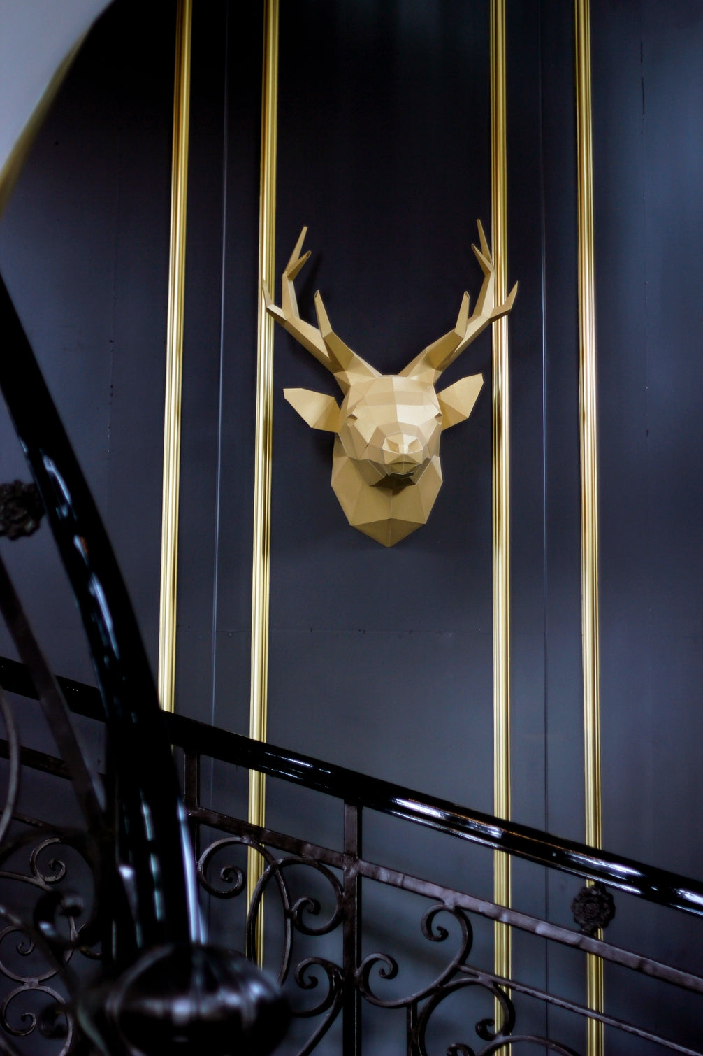 DEEWGO Deer Head Papercraft Origami Wall Art - Gold Limited Edition