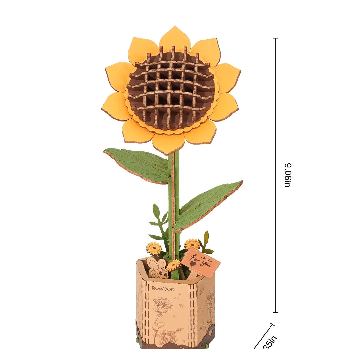 TW011 Sunflower Robotime Rowood Diy Wooden Flower 3D Puzzles