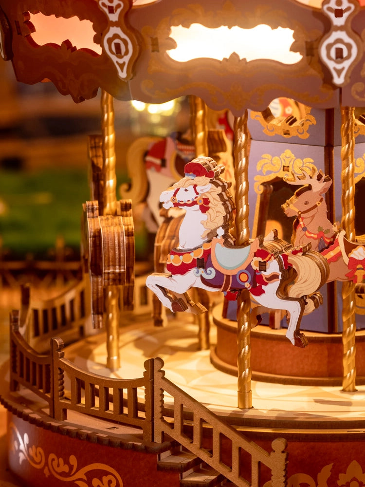 AMC01 Classic Carousel Diy Music Box 3D Wooden Puzzle