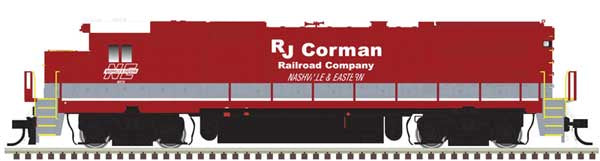 150-10004329 GE Dash 8-40B w/Ditch Lights - LokSound and DCC - Master(R) Gold -- RJ Corman #8572 (red, silver, white)