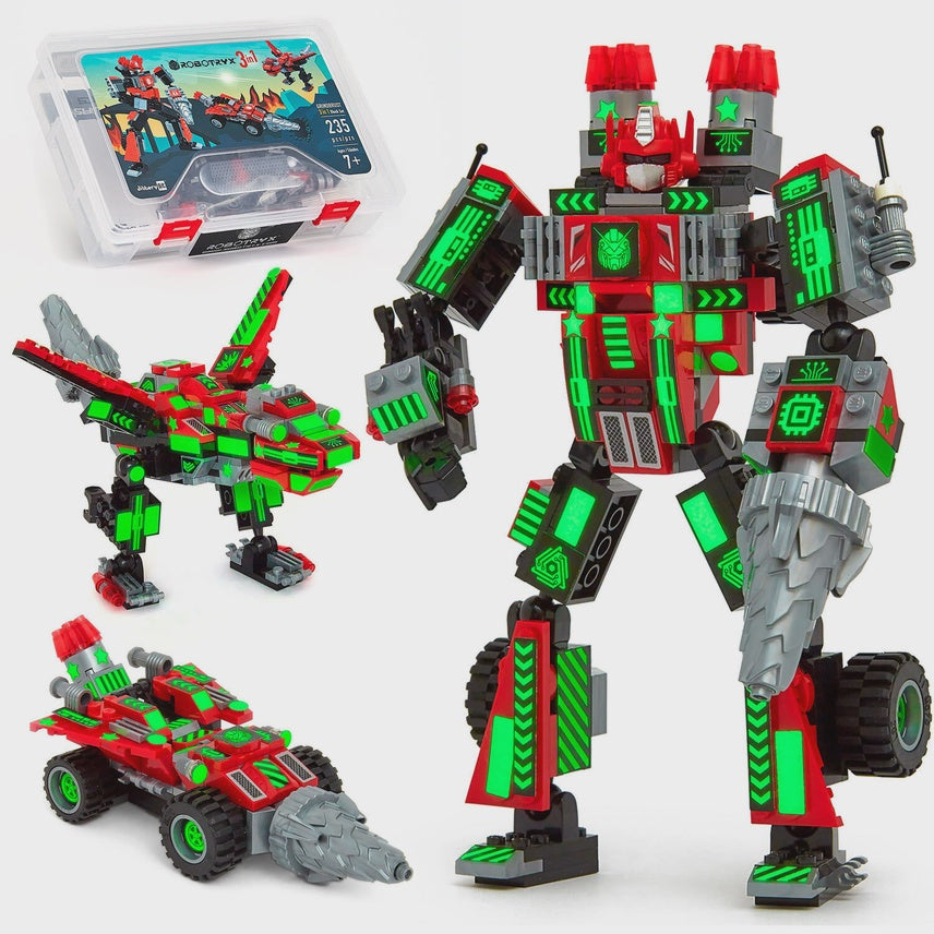 Robot-Car-Animal 3 in 1 Toy Kit (235 Pc) Robotryx Grindburst