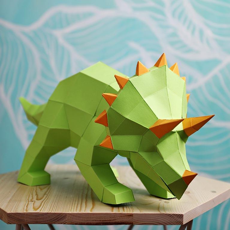 TRITGR Triceratops 3D Papercraft Origami Model, Animal Lamp