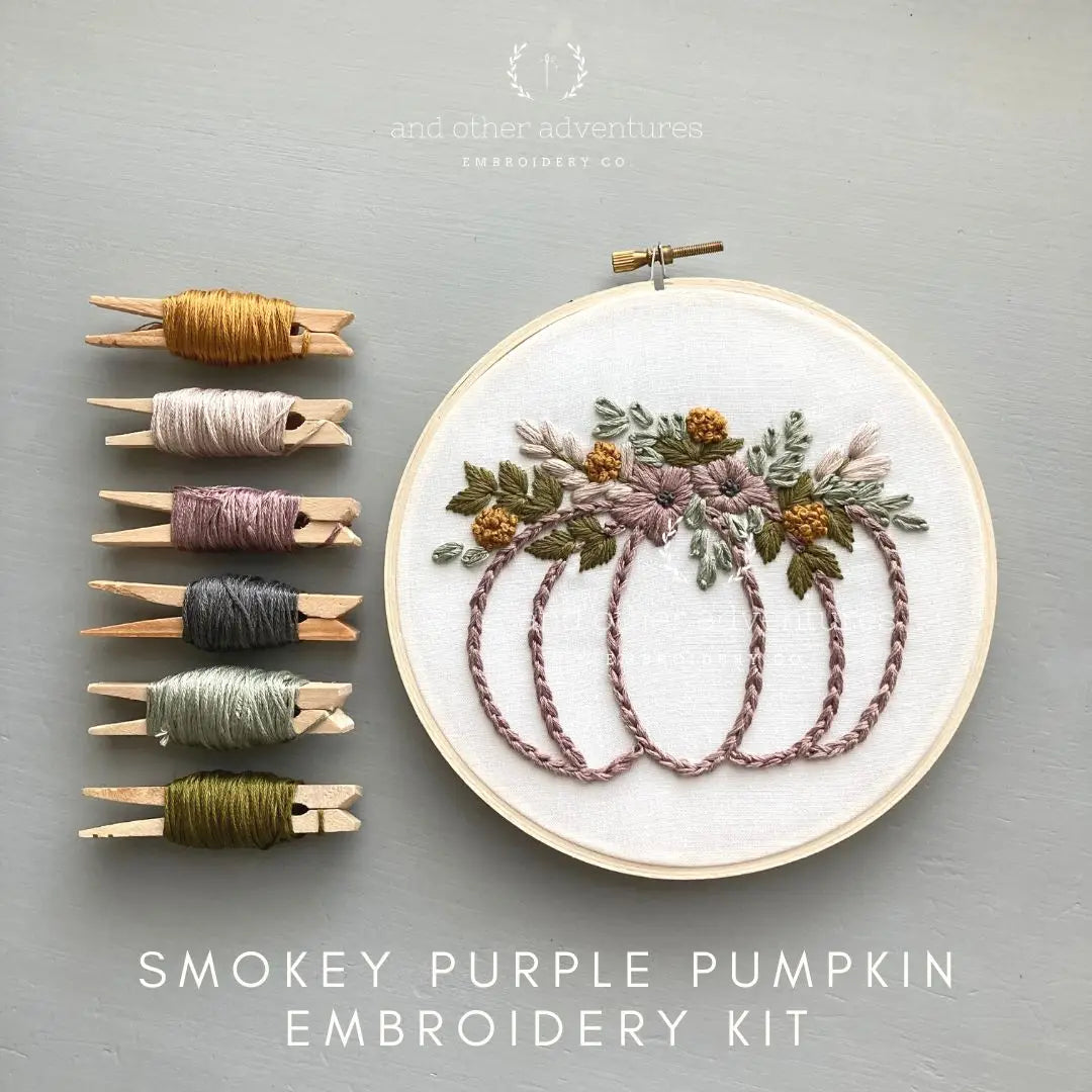 Beginner Hand Embroidery Kit - Smokey Purple Pumpkin