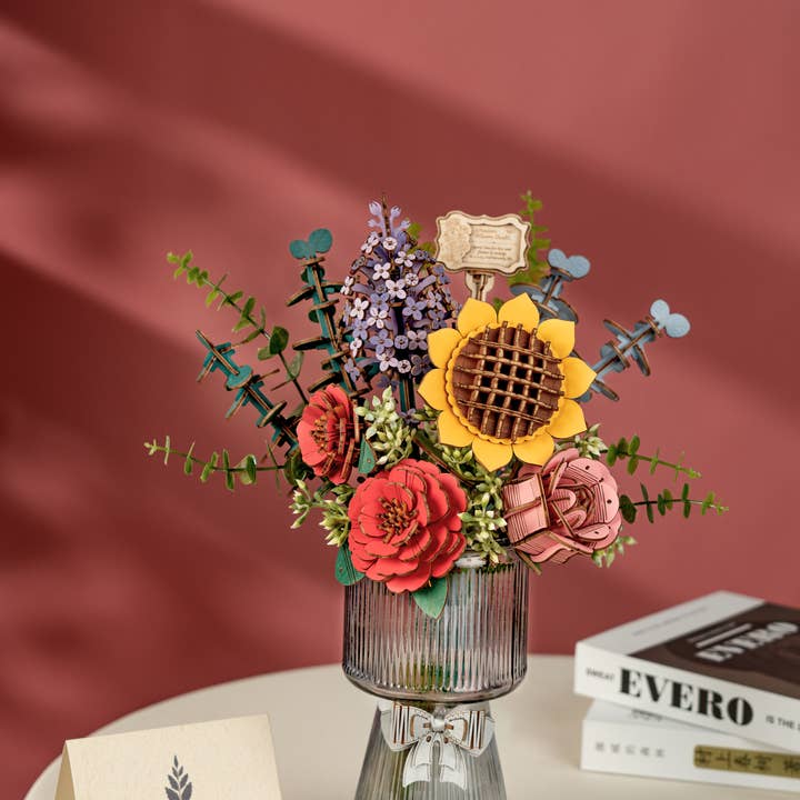 TW01H Wooden Flower Bouquet Rowood DIY Puzzles Crafts Gifts | default