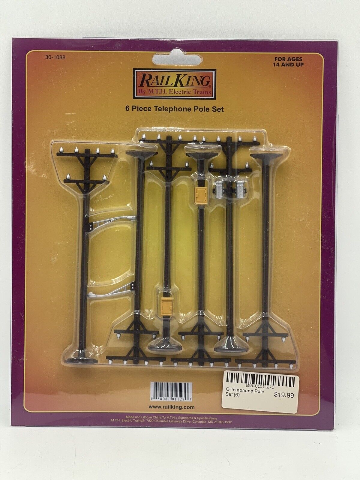 Rail King O-Scale 6 Piece Telephone Pole Set by MTH Electric Trains (New & Seale