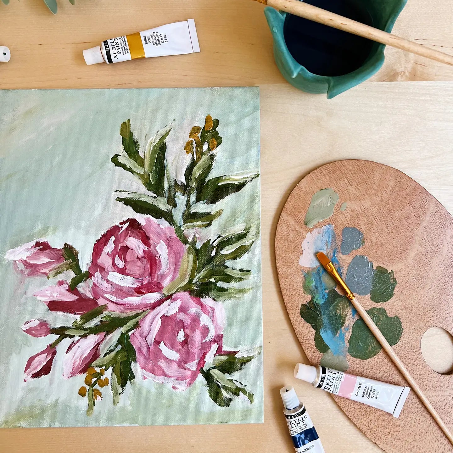 Abstract Roses Painting Kit, Impressionist Painting Kit