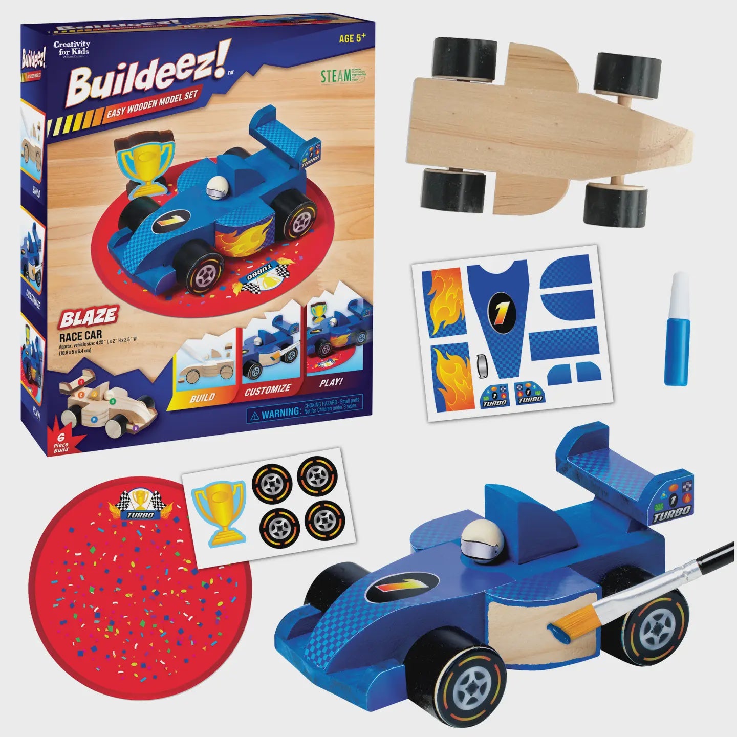 Buildeez! Blaze Race Car - Diy Wooden Craft Kit For Kids