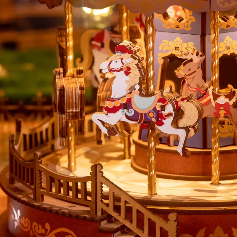 AMC01 Classic Carousel Diy Music Box 3D Wooden Puzzle