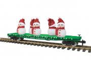 70-76070 G Gauge RailKing One Gauge Flat Car w/Lighted Snowmen