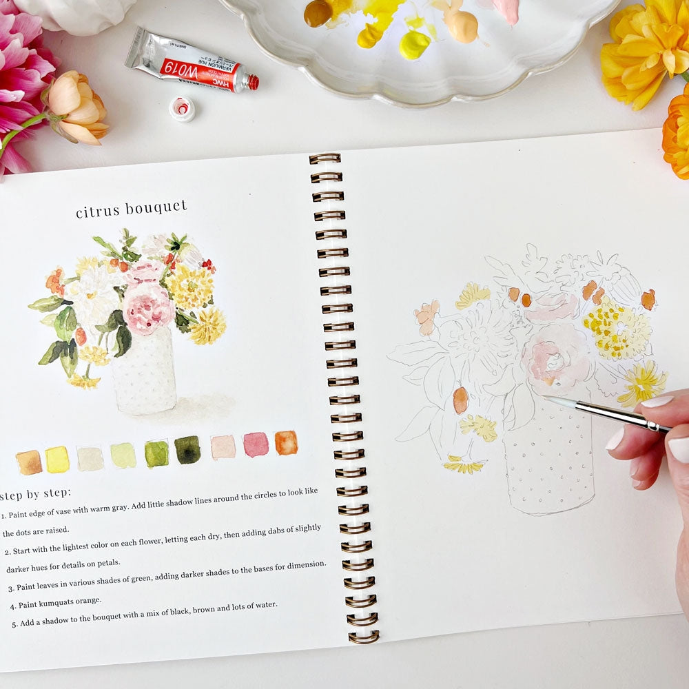 Bouquets watercolor workbook