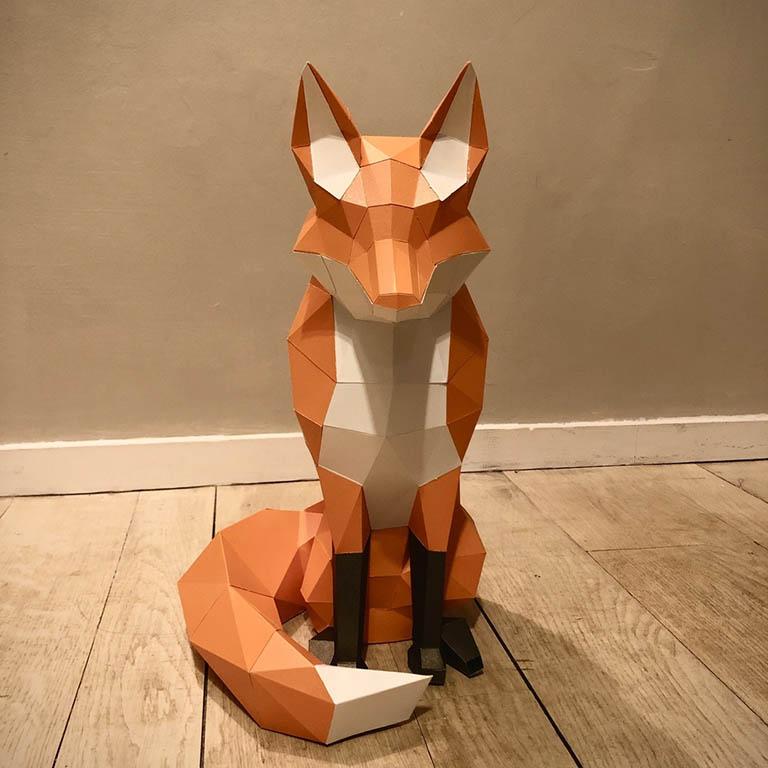 FOXTWOR Walking Fox Papercraft Origami Model, Fox 3D Model