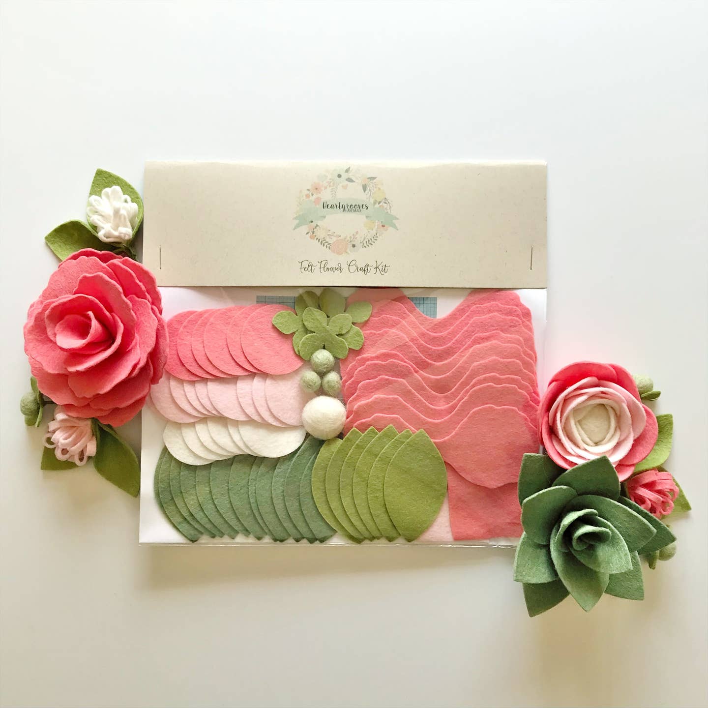 Felt Flower Craft Kit | Coral Sage Floral Trio