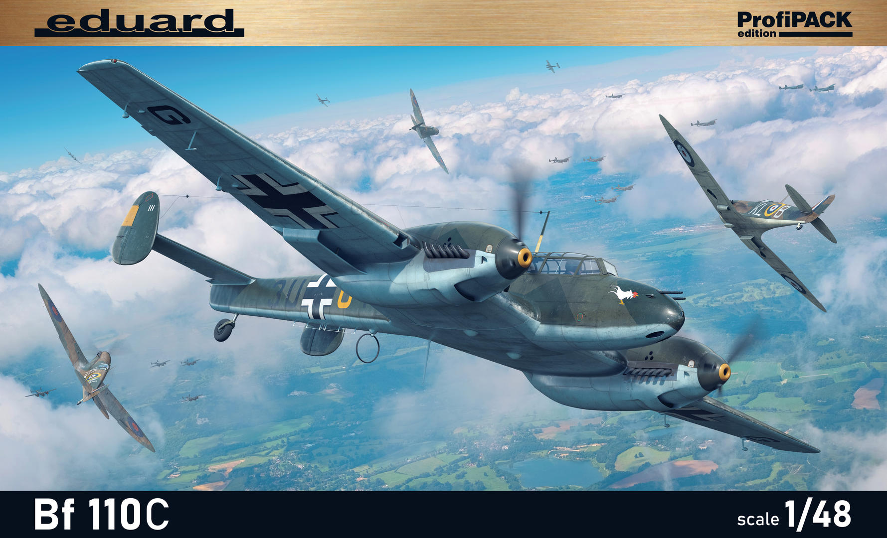 1/48 WWII Bf110C Heavy Fighter (Profi-Pack Plastic Kit) - EDU-8209