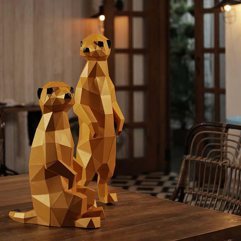 MEETGO Meerkats 3D Paperart Origami Model