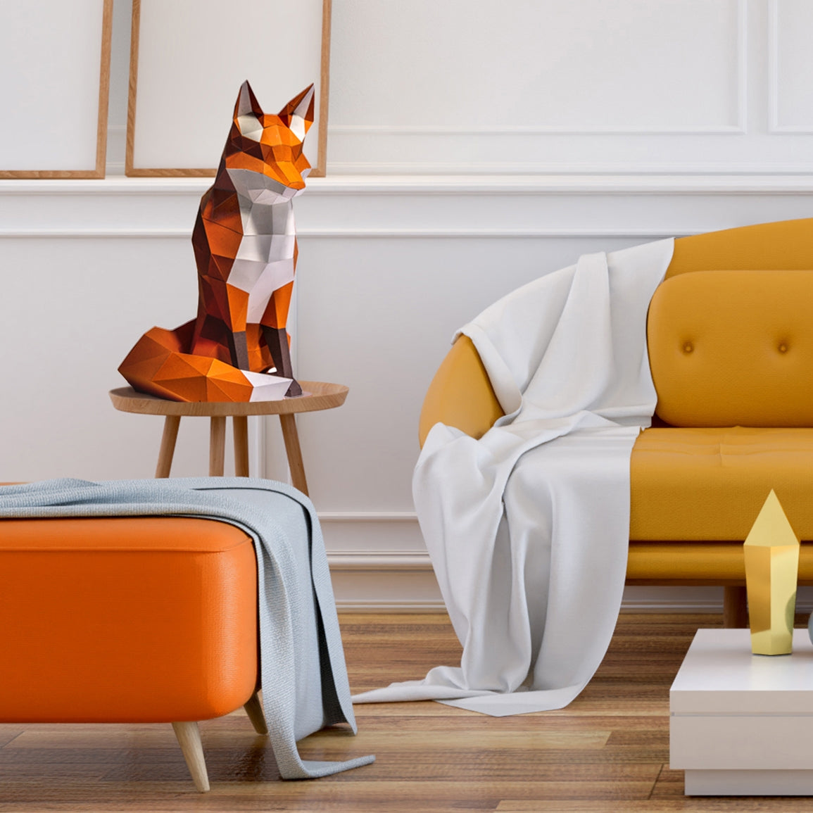FOXTWOR  Walking Fox Papercraft Origami Model, Fox 3D Model
