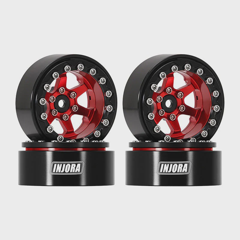 YQW-1313RD INJORA 1.3" -5.25mm Offset Aluminium Beadlock Wheels for 1/24 1/18 RC Crawler (W1313)