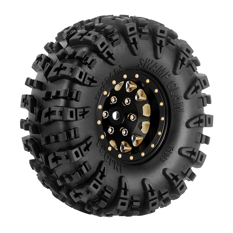 YQW-1301BGD-1319 1.3" 70*27mm Brass Wheels With Swamp Claw Tires For 1/18 1/24 RC Crawler