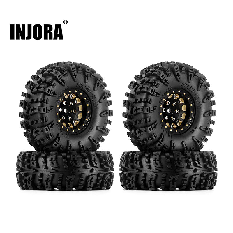YQW-1301BGD-1319 1.3" 70*27mm Brass Wheels With Swamp Claw Tires For 1/18 1/24 RC Crawler