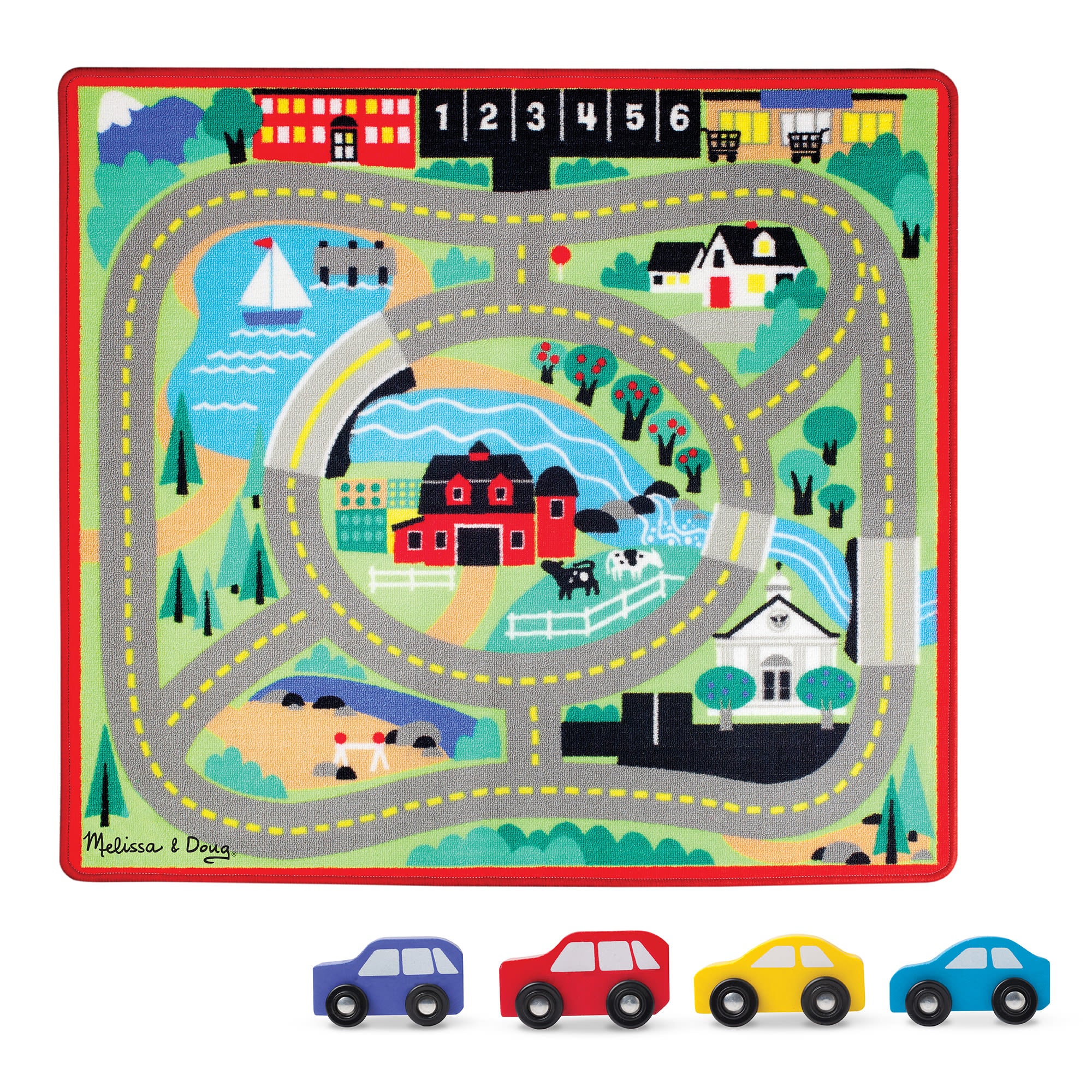 Melissa & Doug Round the Town Road Rug & Car Set - 9400