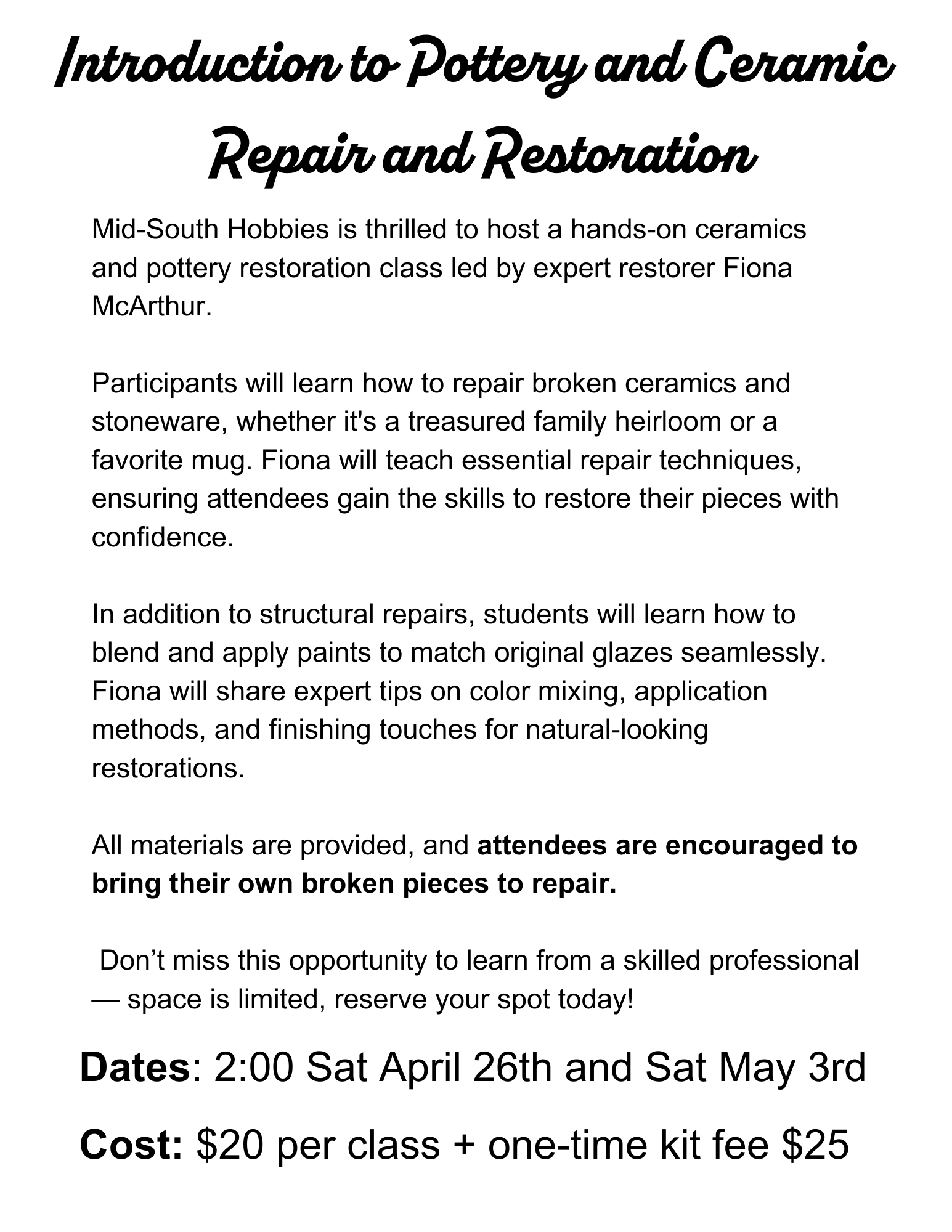 Introduction to Pottery & Ceramic Repair & Restoration