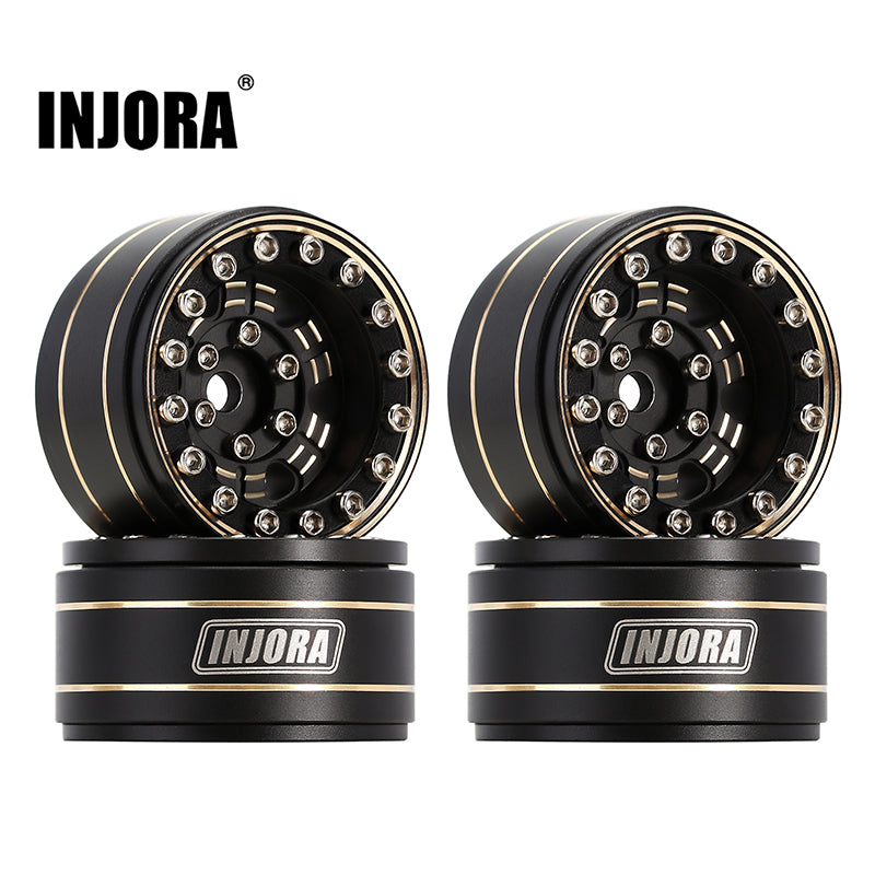 YQW-1005 INJORA 1.0" 47g/Pcs Brass Beadlock Wheels Negative Offset 3.15mm For 1/24 RC Crawlers (W1005)