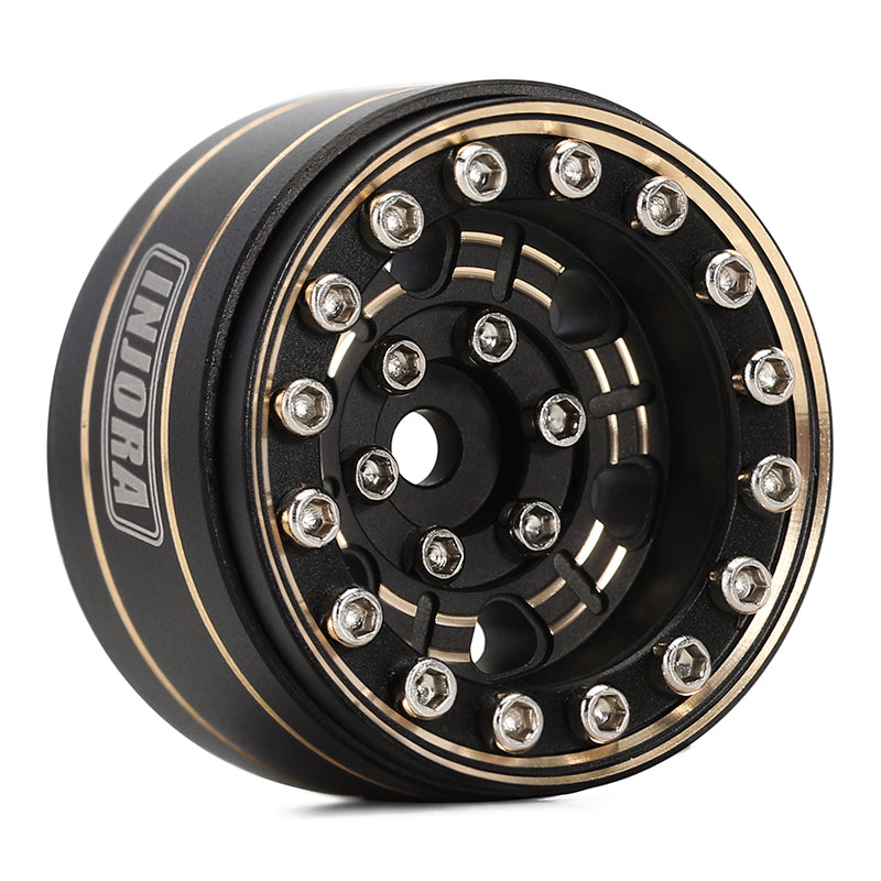 YQW-1005 INJORA 1.0" 47g/Pcs Brass Beadlock Wheels Negative Offset 3.15mm For 1/24 RC Crawlers (W1005)
