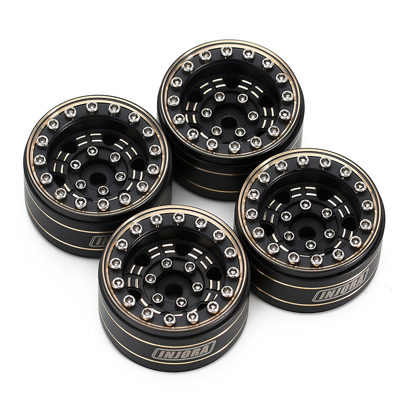 YQW-1005 INJORA 1.0" 47g/Pcs Brass Beadlock Wheels Negative Offset 3.15mm For 1/24 RC Crawlers (W1005)
