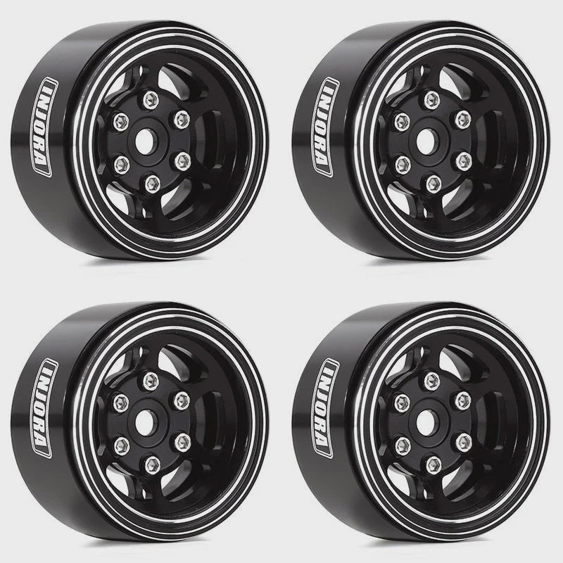 YQW-1006BK INJORA 1.0" 6-Spoke CNC Aluminum Beadlock Wheel Rim for 1/24 RC Crawlers (4) (W1006)