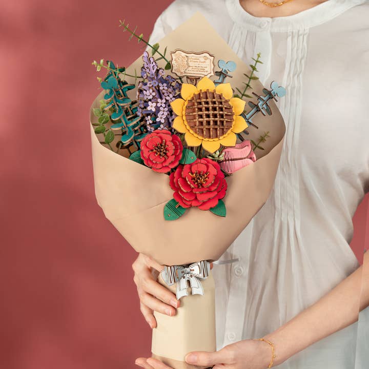 TW01H Wooden Flower Bouquet Rowood DIY Puzzles Crafts Gifts | default