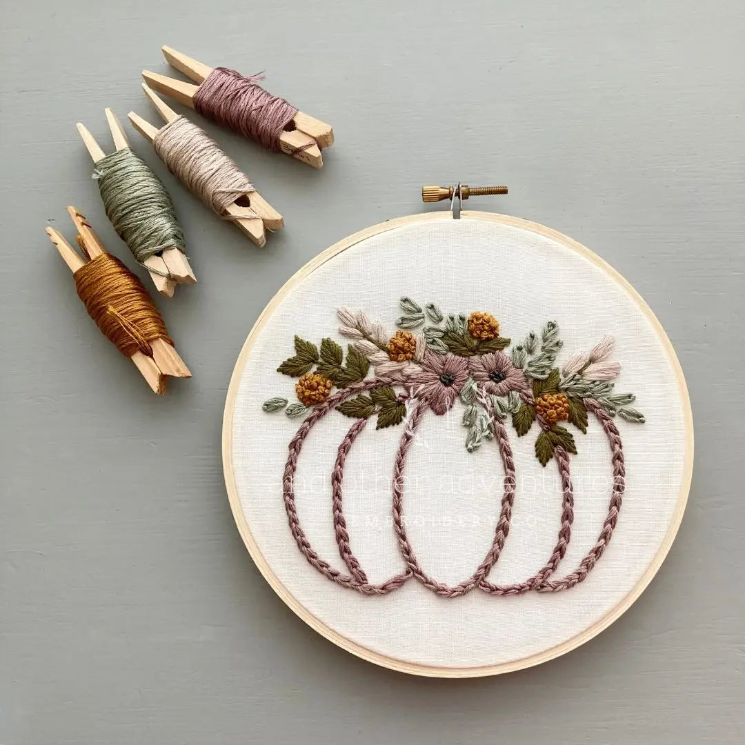 Beginner Hand Embroidery Kit - Smokey Purple Pumpkin