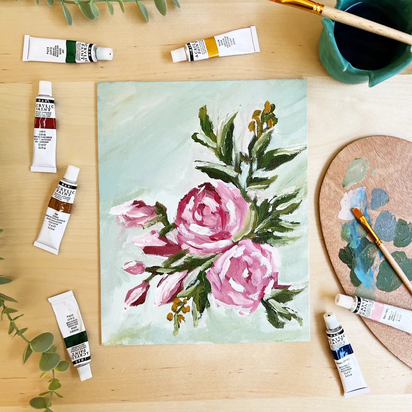 Abstract Roses Painting Kit, Impressionist Painting Kit