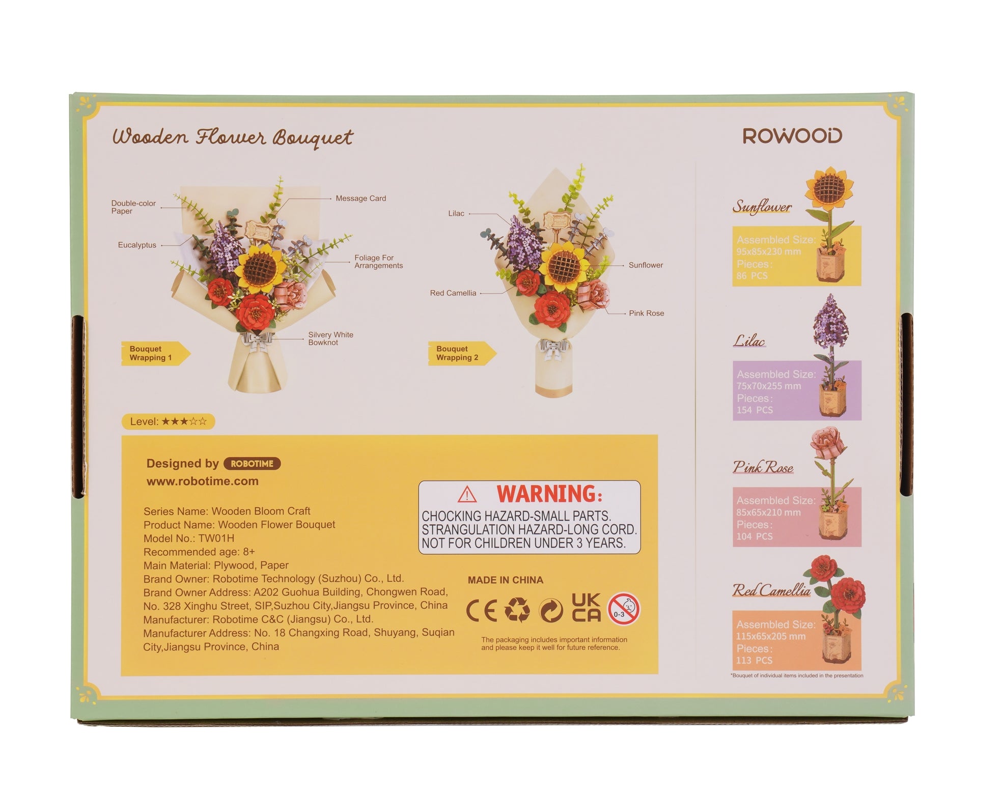 TW01H Wooden Flower Bouquet Rowood DIY Puzzles Crafts Gifts | default