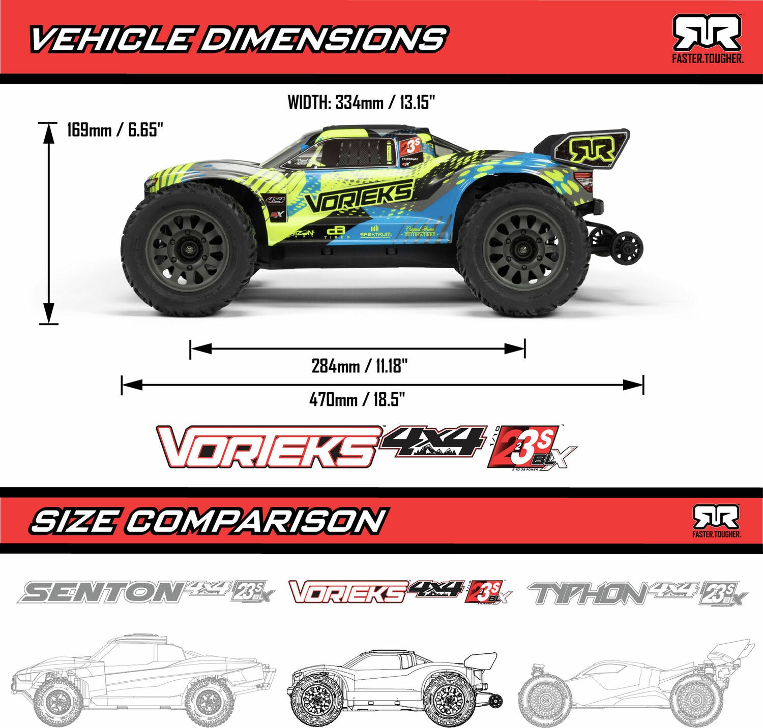 1/10 VORTEKS 223S DSC 4X4 RTR Brushless Stadium Truck, Red