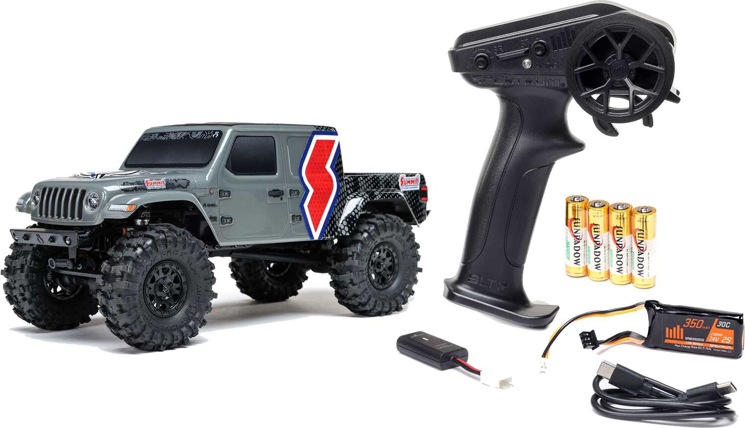 1/24 SCX24 Summit Racing Jeep Gladiator 4X4 Rock Crawler RTR (Battery & Charger Included), Gray