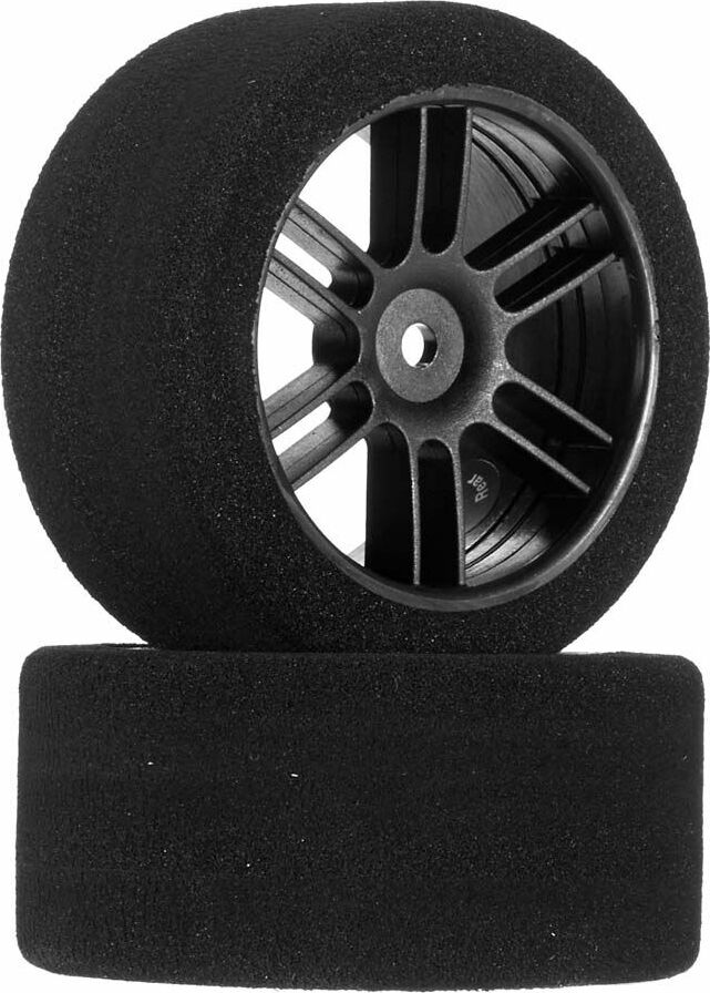 1/10 30mm Nitro Touring Foam Tires, Mounted, 35 Rear, Black Wheels (2)