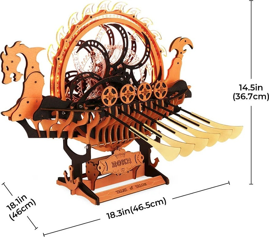 Viking Dragon Ship, Mechanical 3D Wooden Puzzle