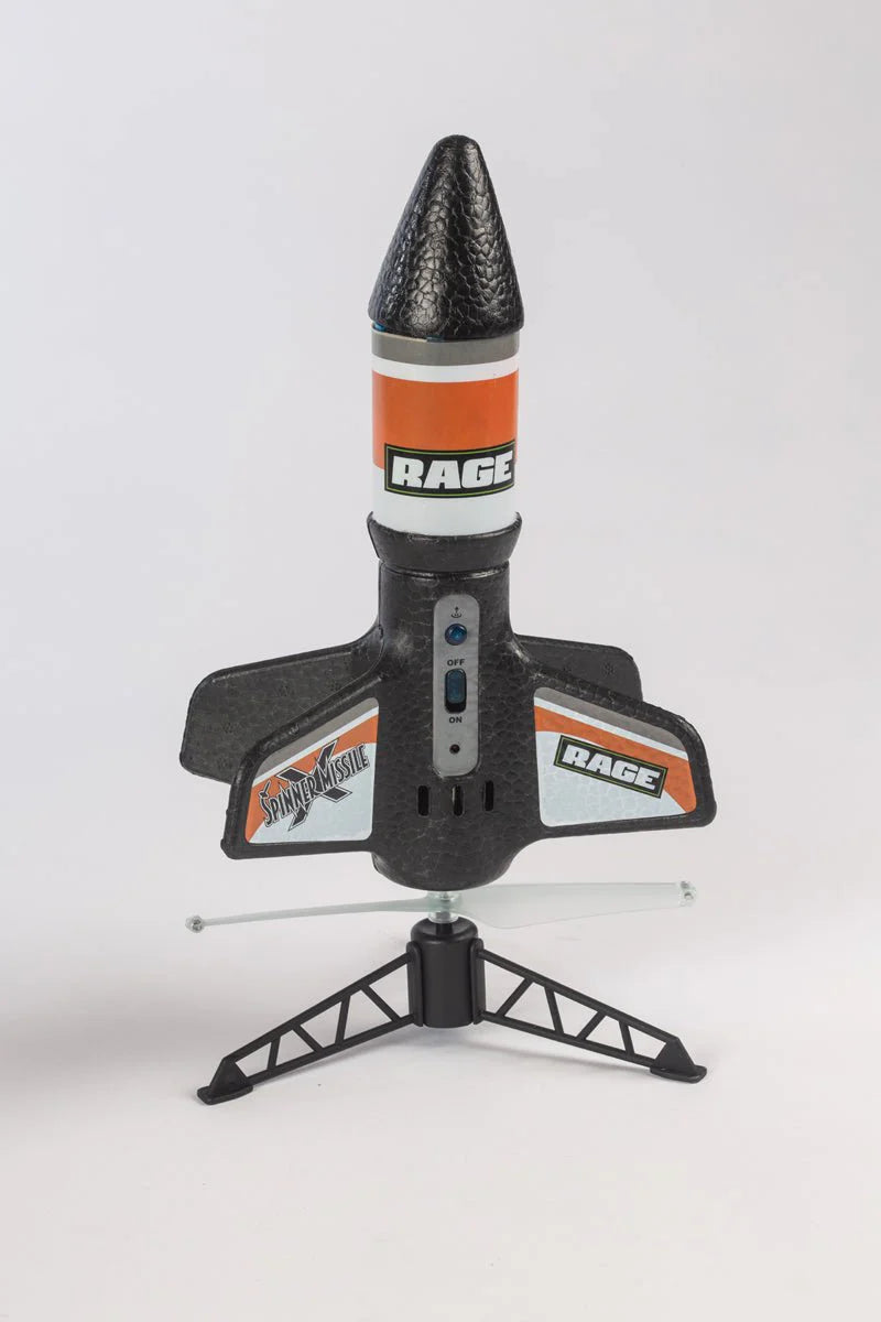 RGR4131B Spinner Missile X - Black Electric Free-Flight Rocket with Parachute