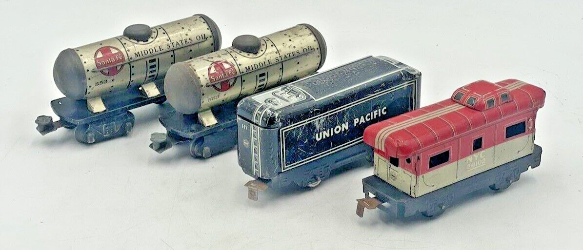 Marx Trains 553 Santa Fe Tanker (2)/NYC 20102 Caboose/Union Pacific Coal Tender