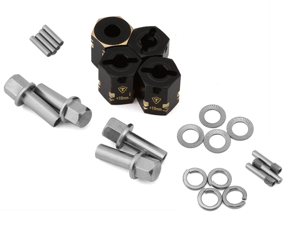 X003Q8UAUT TREAL Brass 12mm Wheel Hex Adapters Extended(4pcs) for 1/10 RC Crawler Axial SCX10 III, SCX10 II ,Capra (Height:15mm)