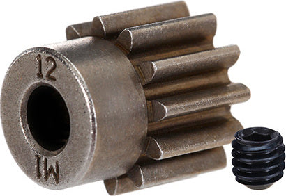 Gear, 12-T pinion (1.0 metric pitch) (fits 5mm shaft)/ set screw (compatible with steel spur gears)