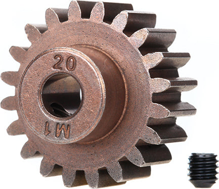 Gear, 20-T pinion (1.0 metric pitch) (fits 5mm shaft)/ set screw (compatible with steel spur gears)