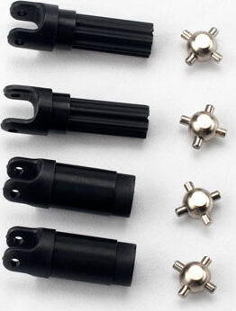 Half shafts, left or right (internal splined half shaft (2)/external splined half shaft) (2))/ metal u-joints (4)