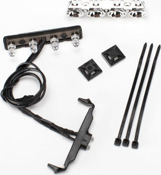 LED light bar, roof (chrome)/ light harness (4 clear, 2 red)/ wire tie mount (2)/ wire tie (3) (requires power supply #7286)