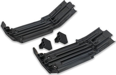 Skidplate, front (1), rear (1)/ rubber impact cushion (2)