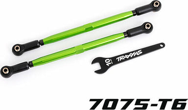 Toe Links, Front (Tubes Green-Anodized, 7075-T6 Aluminum, Stronger Than Titanium) (2) (For Use with #7895 X-Maxx® Widemaxx® Suspension Kit)