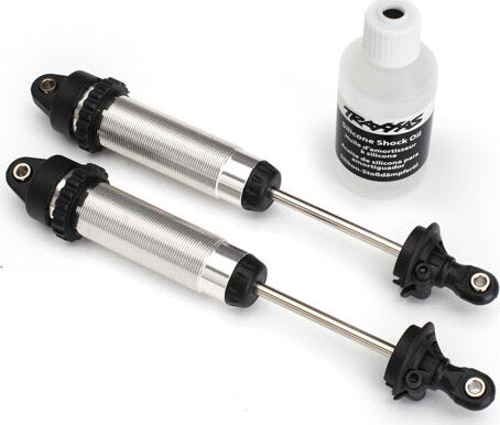 Shocks, GTR, 139mm, silver aluminum (fully assembled w/o springs) (rear, threaded) (2)