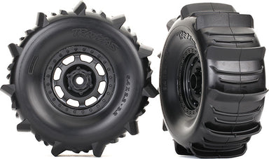 Tires and wheels, assembled, glued (Desert Racer wheels, paddle tires, foam inserts) (2)