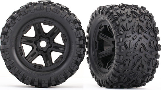 Tires & wheels, assembled, glued (black wheels, Talon EXT tires, foam inserts) (2) (17mm splined) (TSM rated)